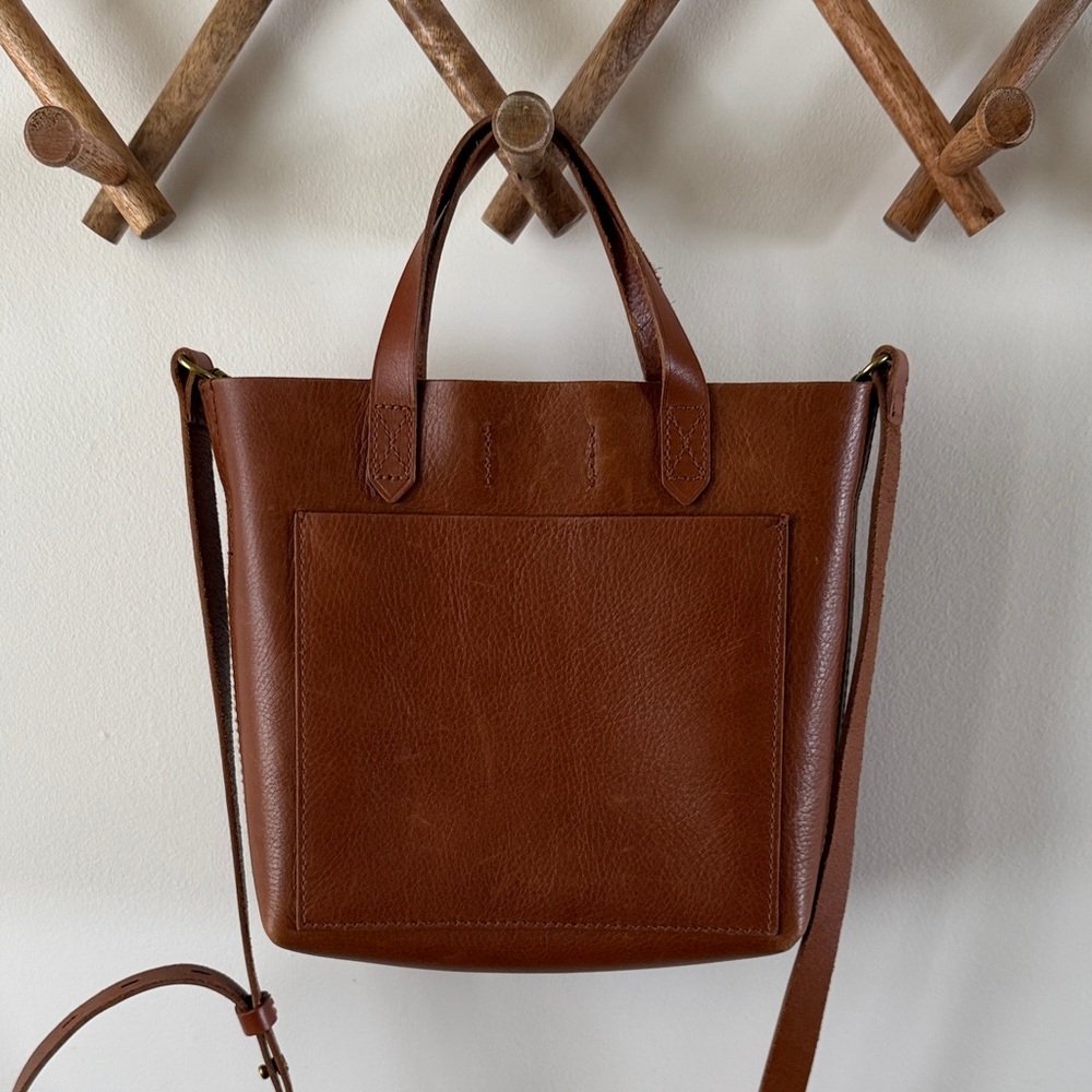 Madewell Small Transport Crossbody Mini Brown Leather Tote Bag